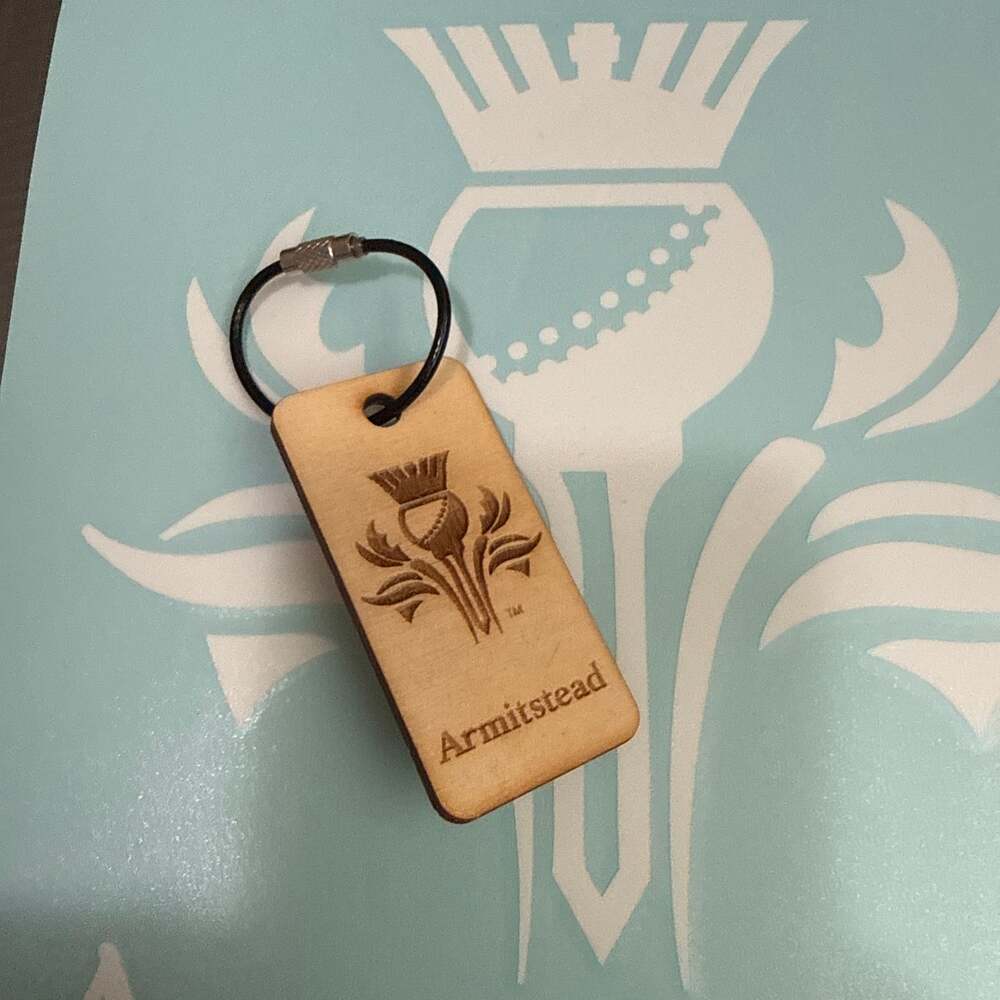 Armitstead Golf Personalized Laser Engraved Wooden Scottish Thistle Keychain